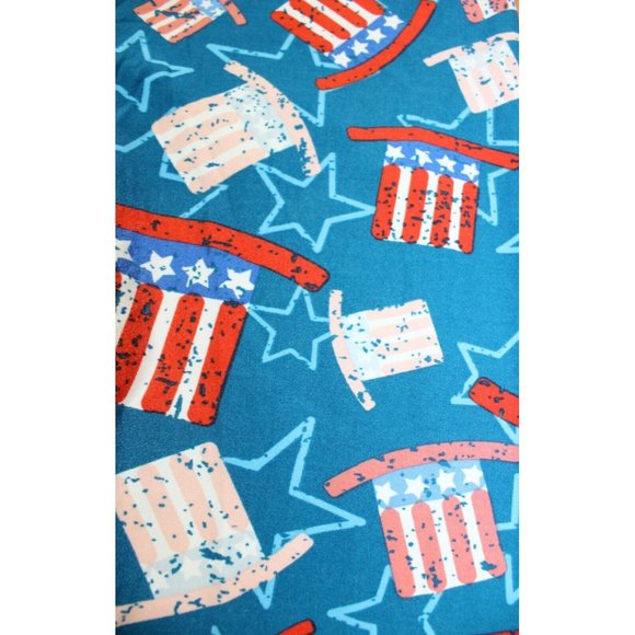 Womens Lularoe Tween Red White Blue American Flag Top Hat Leggings Tall & Curvy - Picture 2 of 7